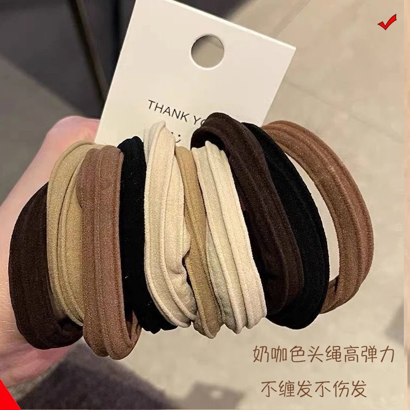 奶咖色简约头绳女高马尾耐用高弹发绳丸子头发圈布艺