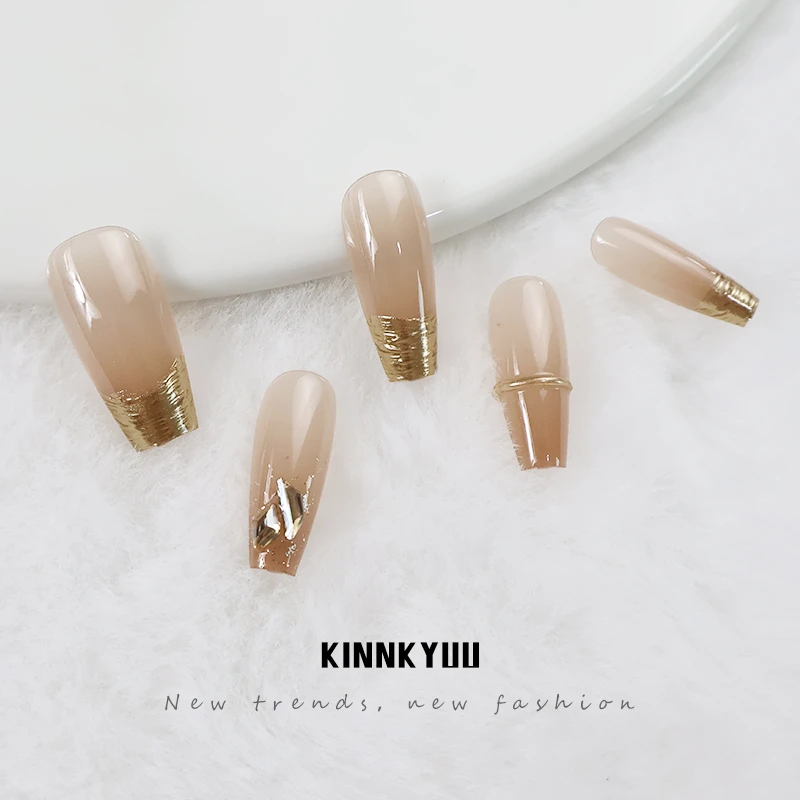 【广岛冰茶】纯手工穿戴甲轻奢高级感小众显白法式美甲贴片气质简约