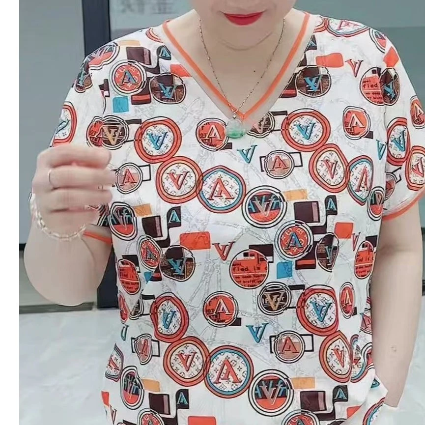 冯小姐时尚大码女装（休闲显瘦百搭超薄夏季短袖T恤60#）t恤