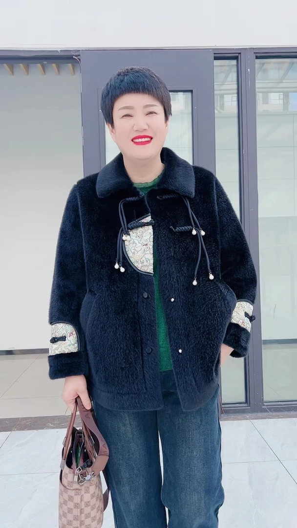 冯小姐时尚大码女装（休闲百搭显瘦水貂绒加厚冬季毛毛外套79#）