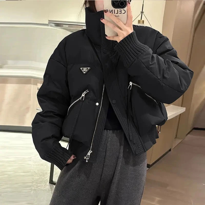 pu皮面棉服外套2024新款冬季休闲时尚免洗洋气小个子短款外套