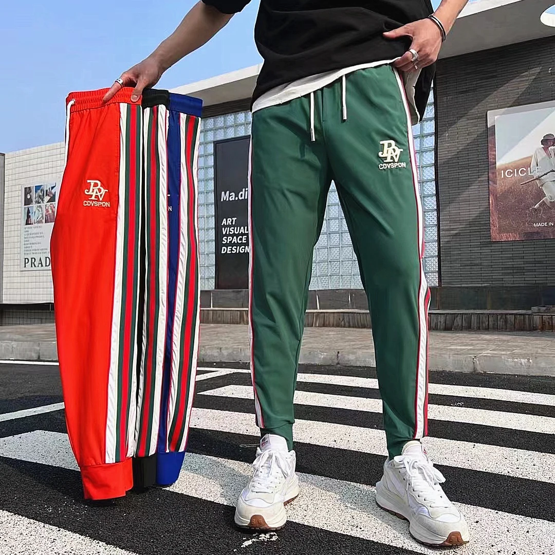 【锦少男装】男士夏季新款薄款冰丝速干百搭潮流弹力修身束脚休闲裤