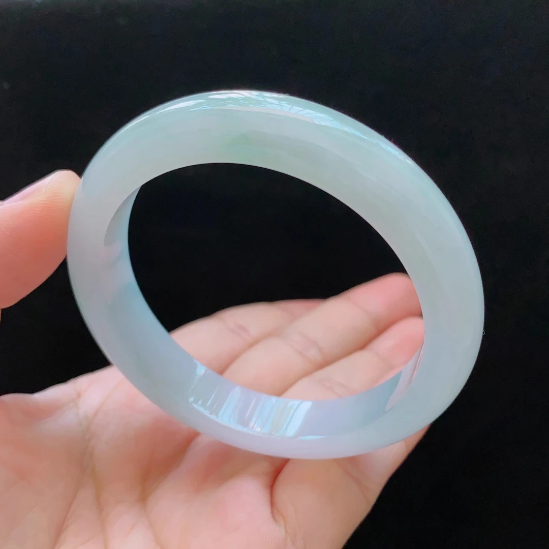 55圈口23901冰糯种晴水底满色翡翠手镯子正圈玉环好种水润天然A货
