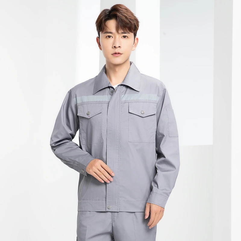 工作服套装男单件夏季长袖耐磨透气反光薄款厂服汽修车间工装订制