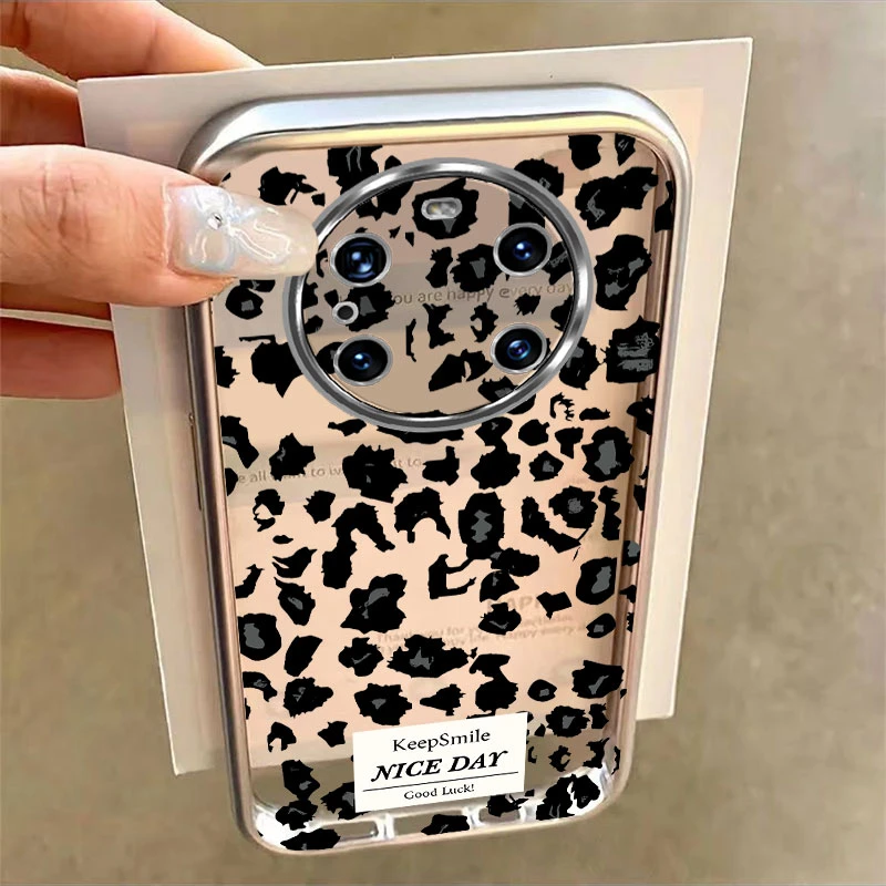 黑灰豹纹适用华为MATE40PRO手机壳防摔简约NOH-AN00电镀直边高级