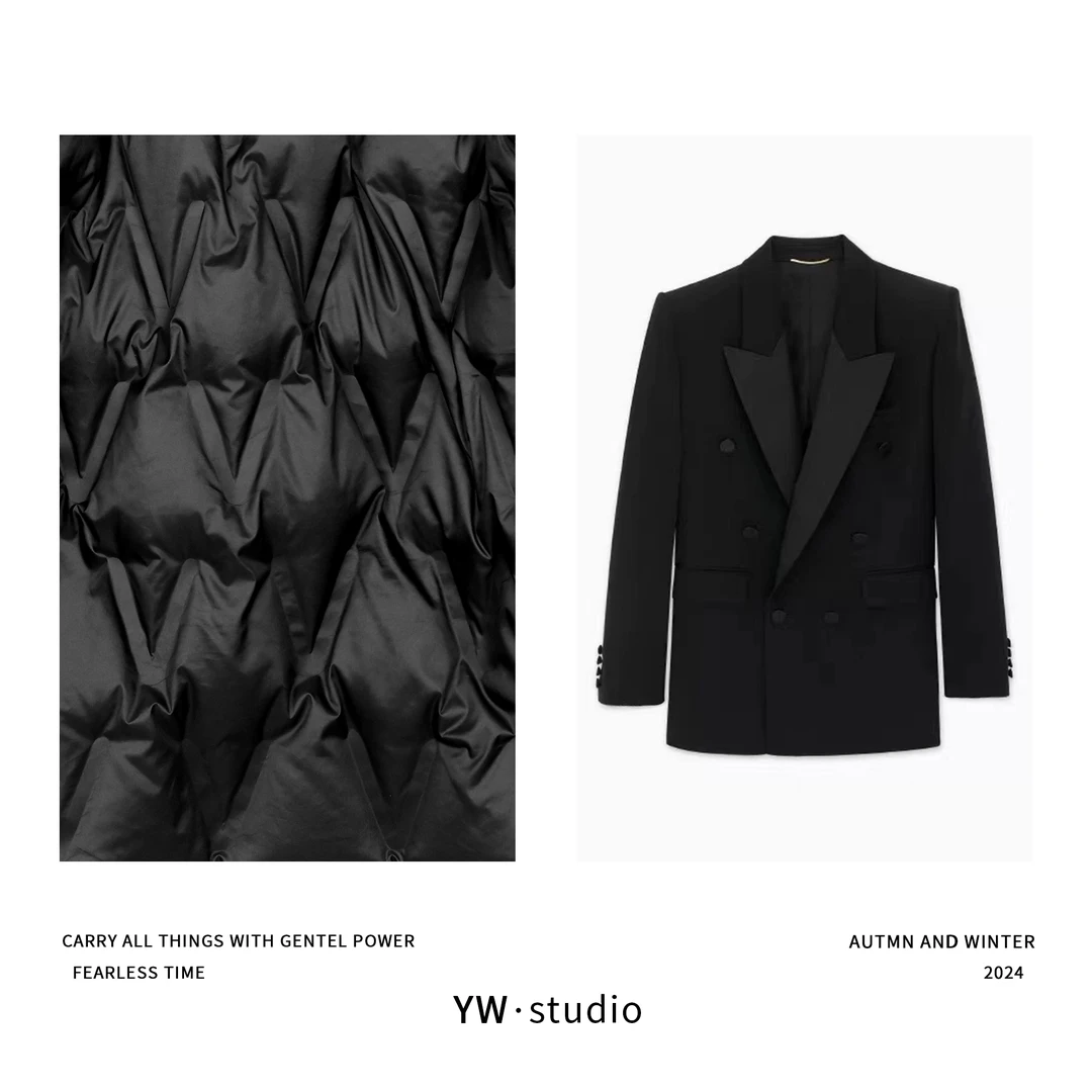 YUWEI/定制 戗驳领双排包扣50%羊毛白鸭绒90%羽绒外套 CYP2537-3