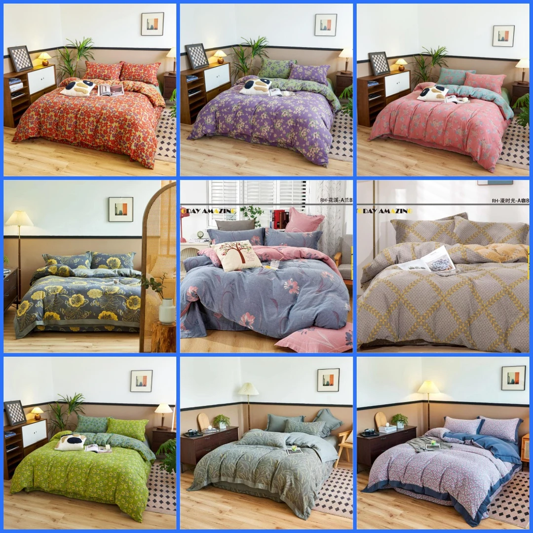 Kiki专享产品【宽边四件套】全棉A类母婴级色织双层纱四件