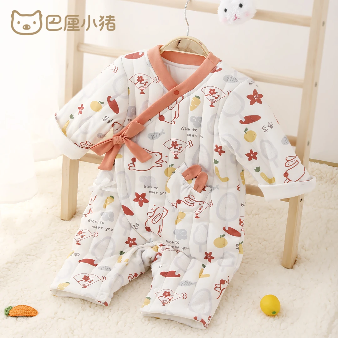 女童棉衣新生儿连体衣加厚保暖儿童棉袄冬装婴幼儿衣服兔宝宝棉服