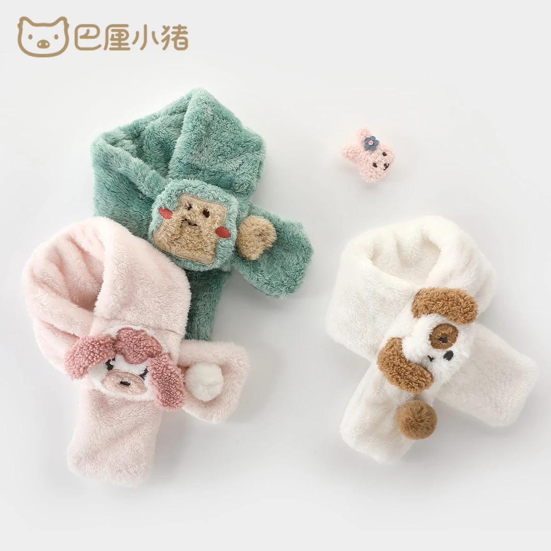 【舒棉绒围巾】宝宝秋冬季外出防风巾保暖护颈围脖女童加绒儿童脖套