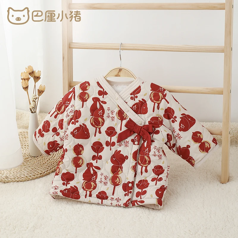 儿童棉服中长款新年服中国风婴儿周岁礼服保暖秋冬季棉衣宝宝棉袄