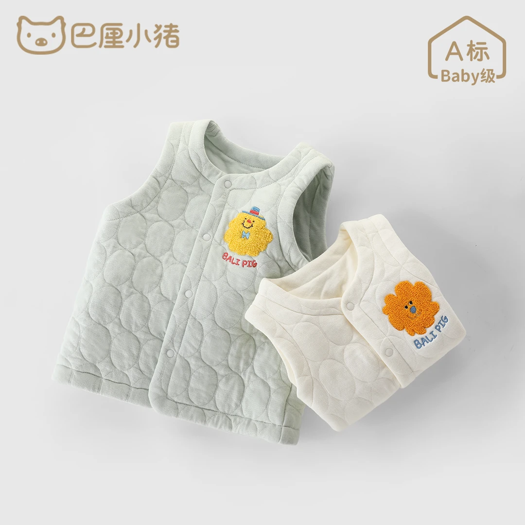 宝宝马甲夹丝绵春秋季男童马夹儿童保暖外套女童秋款背心婴儿马褂