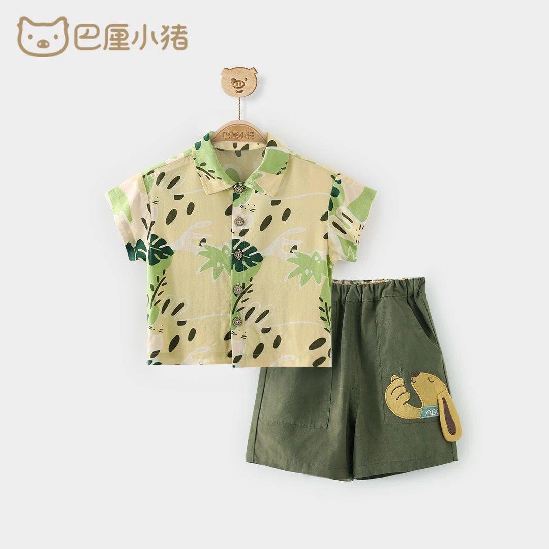 宝宝衣服分体夏季儿童套装外出炸街夏装婴儿两件套痞帅男小童装