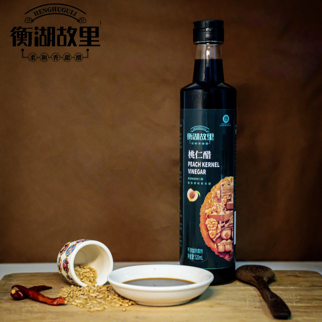 衡湖故里桃仁醋1瓶520ml纯粮酿造不添加防腐剂家用实用醋无糖醋