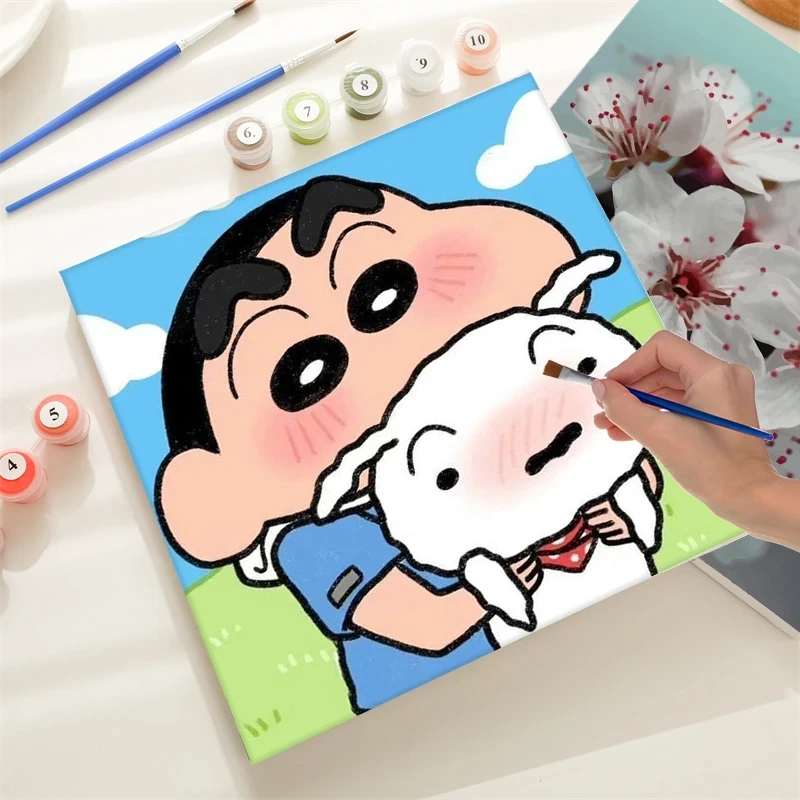 蜡笔小新数字油画diy简单填色画学生休闲涂鸦房间卧室装饰油画