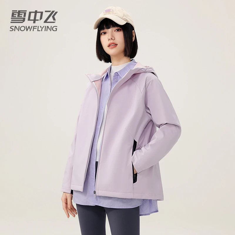 雪中飞【轻户外】软壳上衣女三防抓绒轻户外秋冬保暖外套