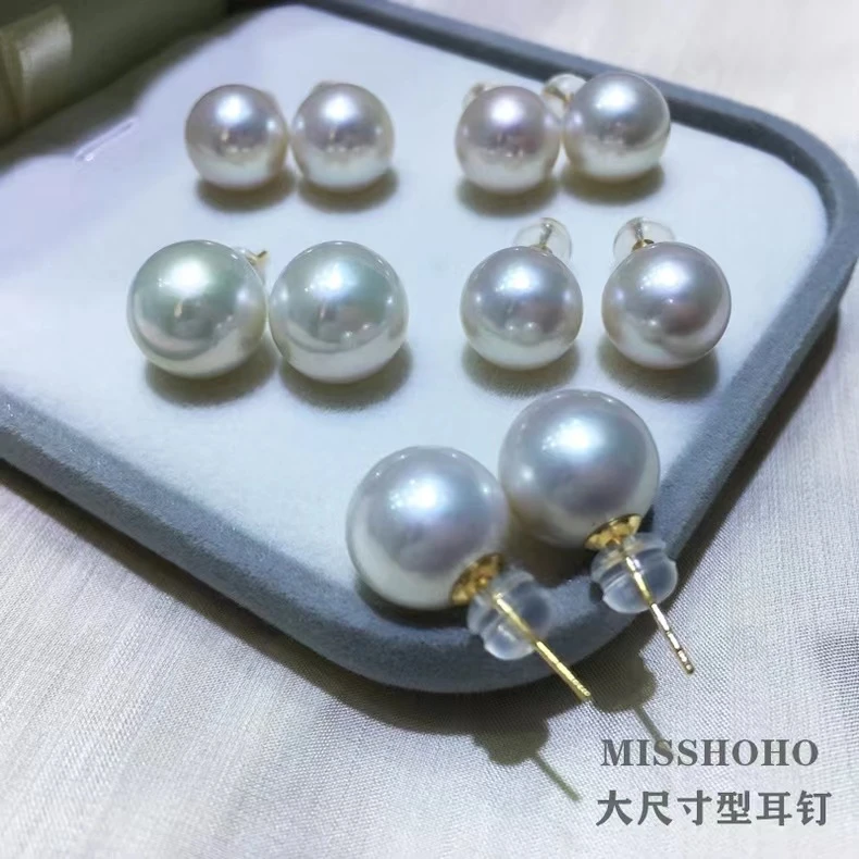 4419【龙珠系列】12-13mm强光正圆淡水珍珠耳钉（多样性发货发一对）