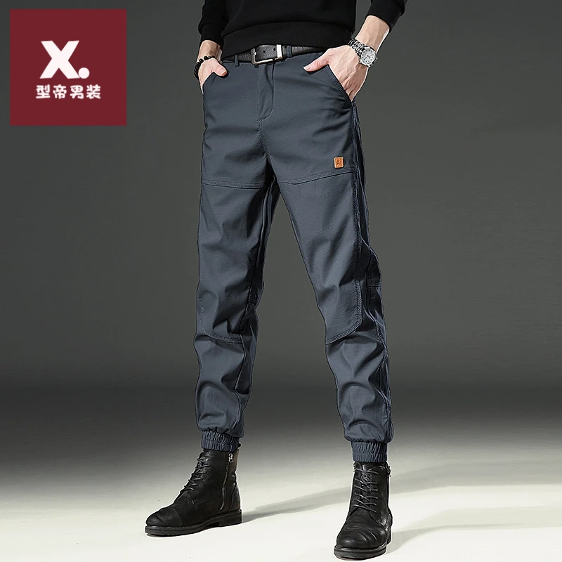 潮牌灰色工装裤男休闲裤秋冬新款百搭宽松束脚潮流裤子男青年长裤