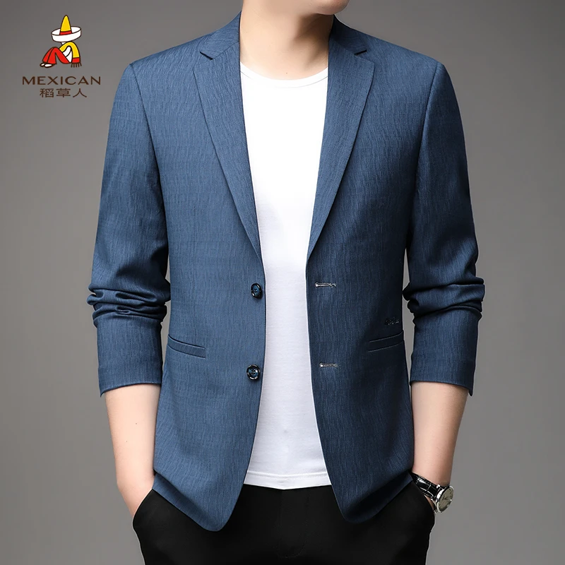 Mexican/稻草人平驳领单排扣时尚休闲商务西服SZD8871