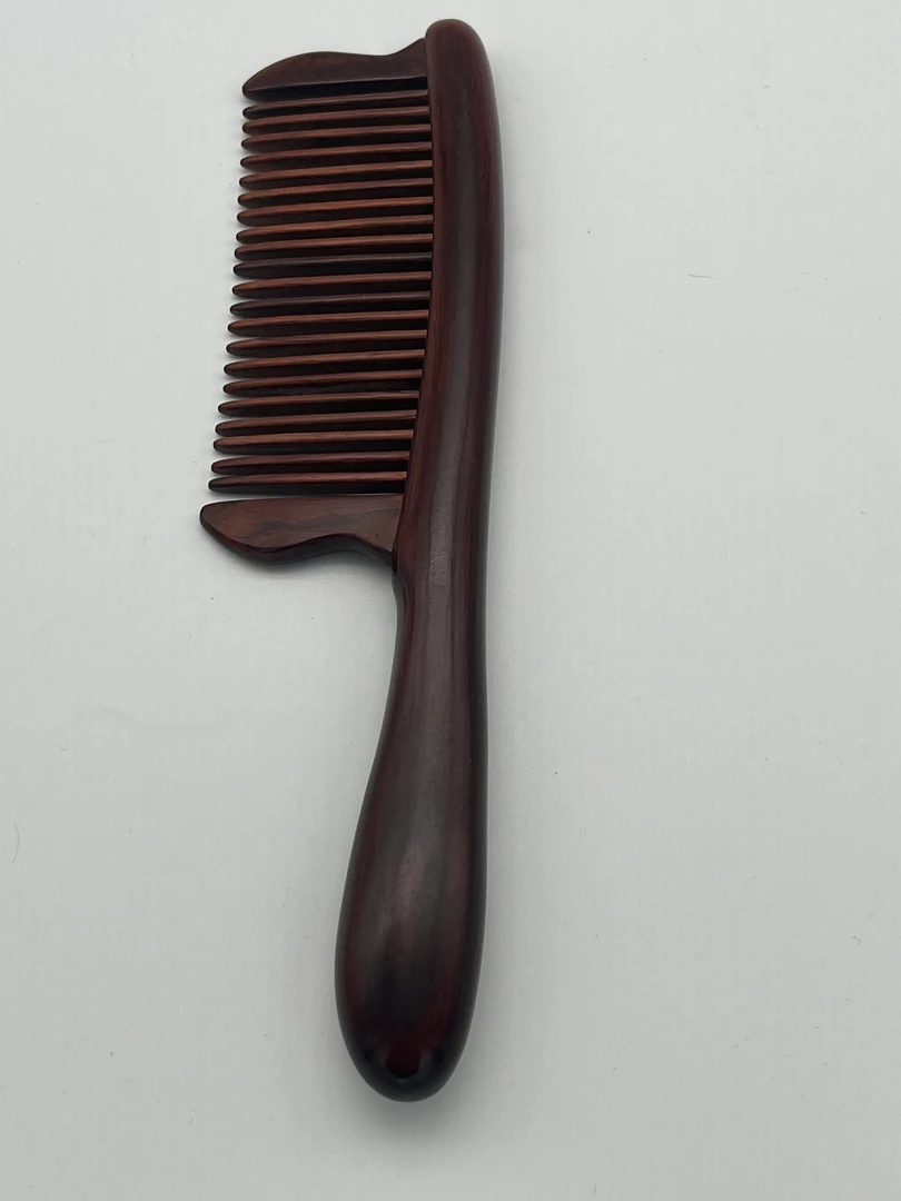 紫檀木插齿榫卯工艺圆柄木梳子送爱人送朋友