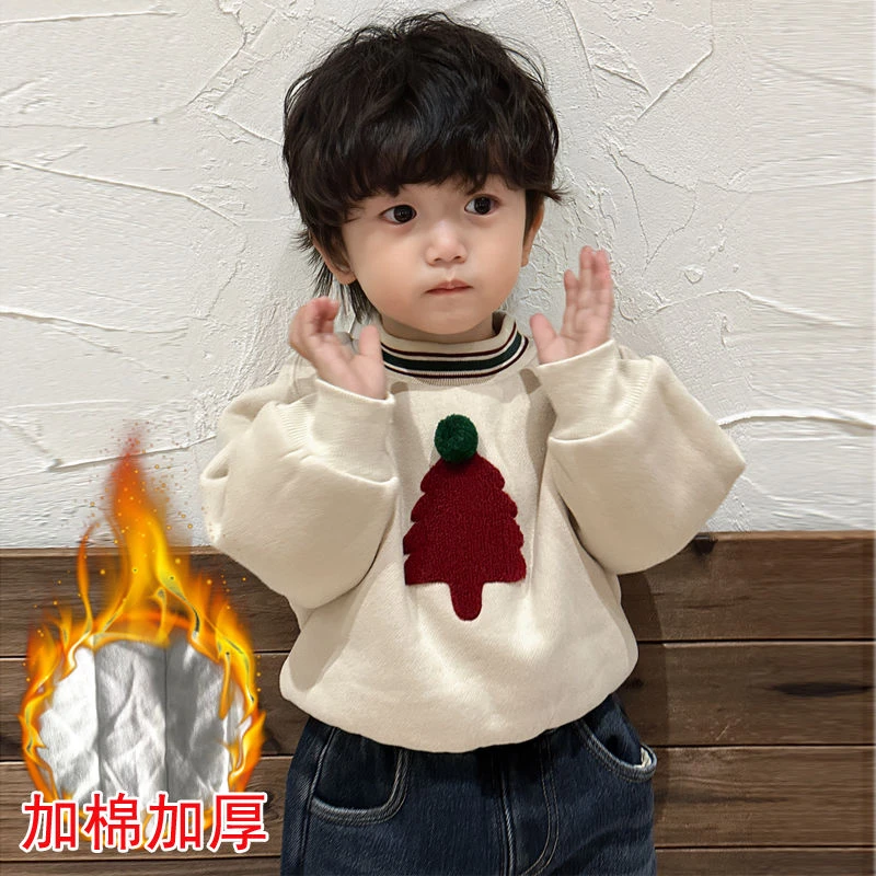 韩版儿童加厚卫衣男童女童秋冬保暖夹棉半高领宝宝套头上衣外洋气