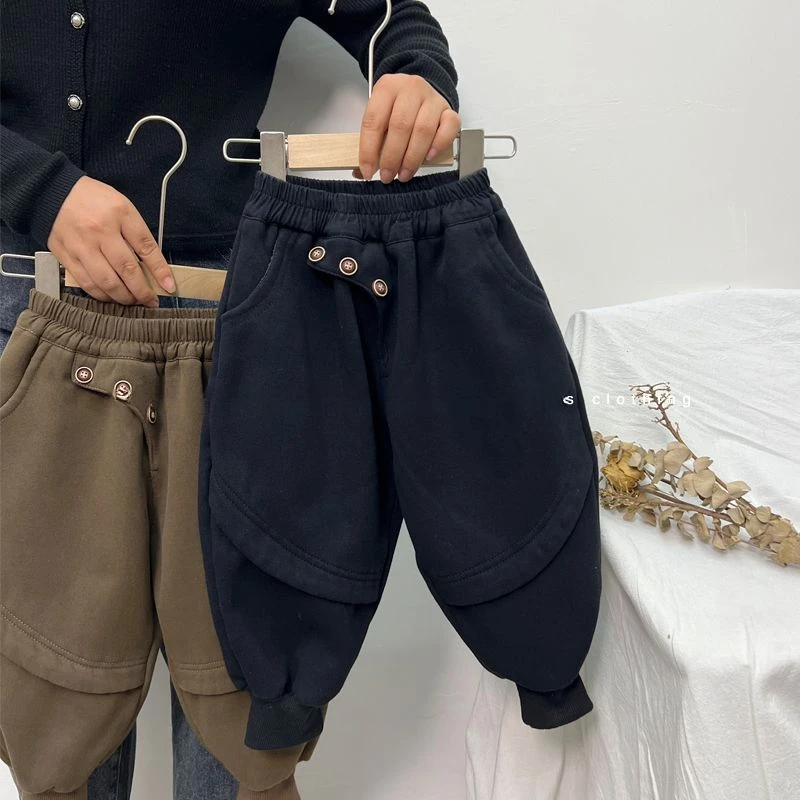 儿童裤子加绒加厚一条过冬2024冬季新款韩版男宝休闲老宝宝绒裤子