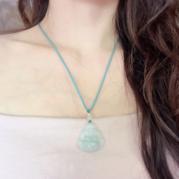 天然天山翠佛公吊坠女款飘绿花金丝玉观音玉坠男士挂件多样性发货