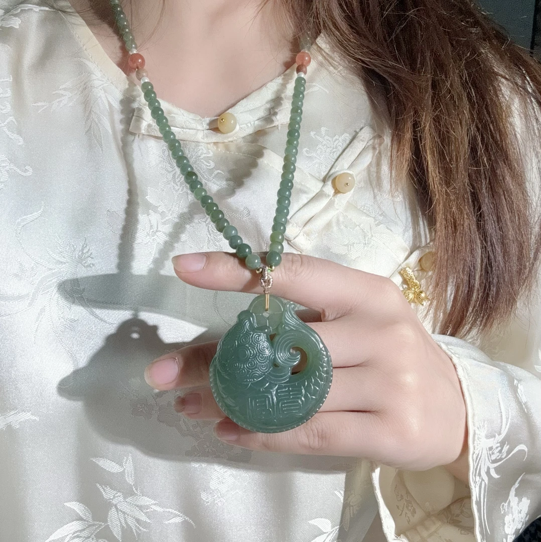 天然和田玉湖水绿富贵有余锦鲤含钱男女款玉坠玉石挂件气质妈妈