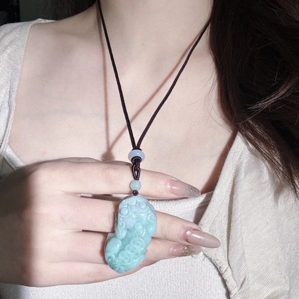 天然正品翡翠a货貔貅吊坠霸王男女款玉石女挂件招财转运颜色多样