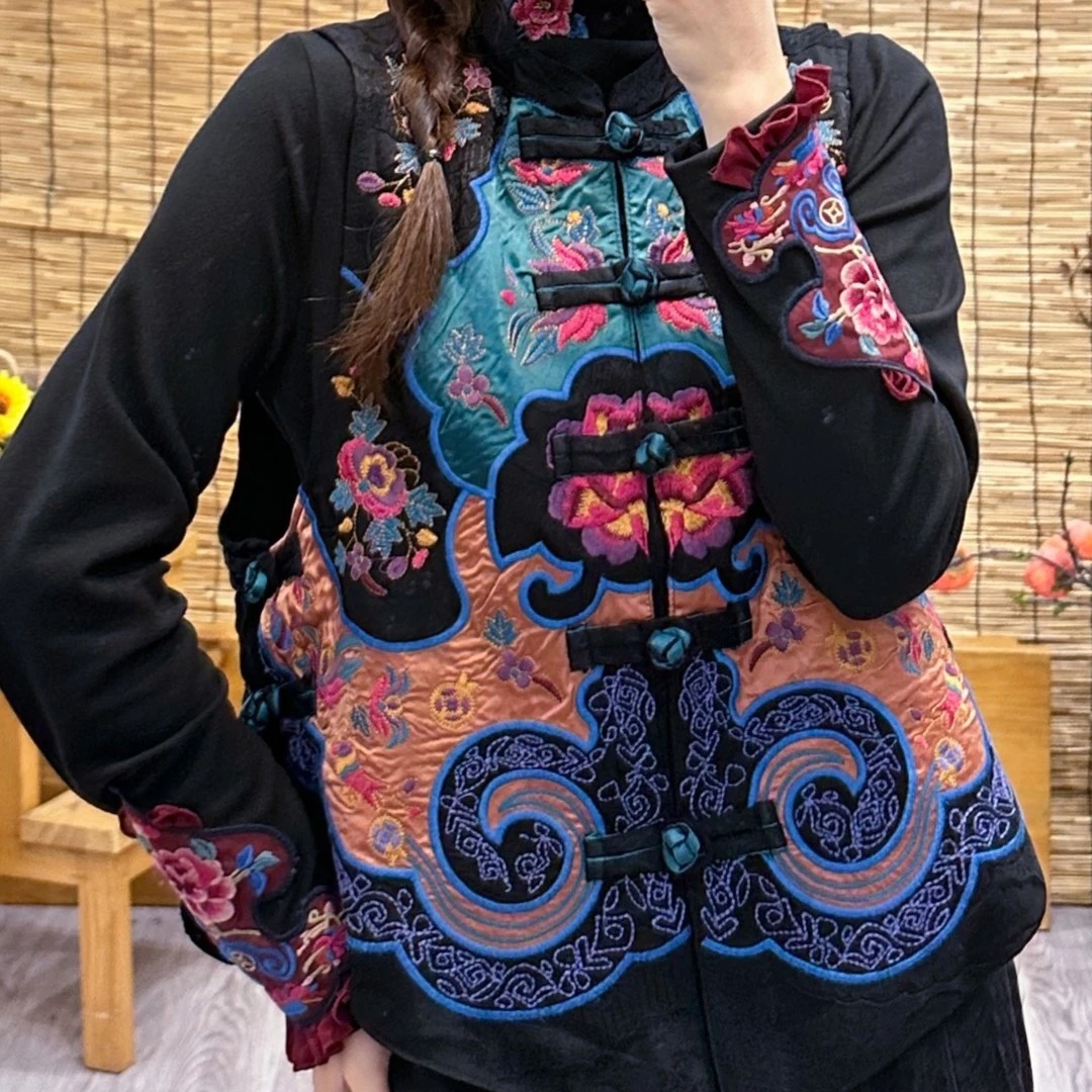 【虞绣】2023新款复古双层刺绣马甲505