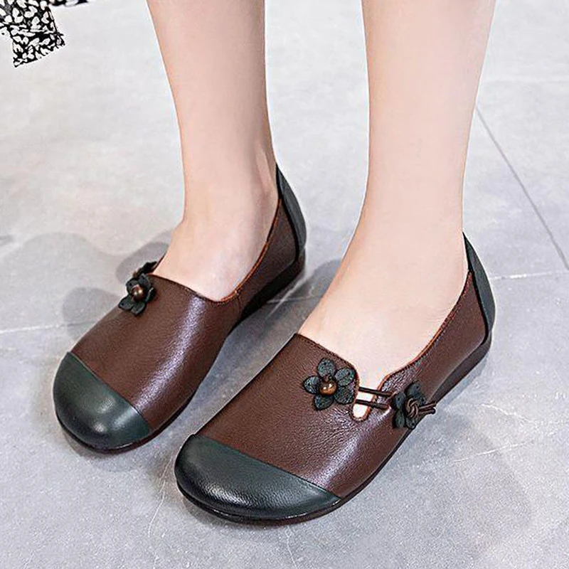 舒适单鞋防滑中老年女鞋子百搭平底妈妈鞋款软底牛筋底女d