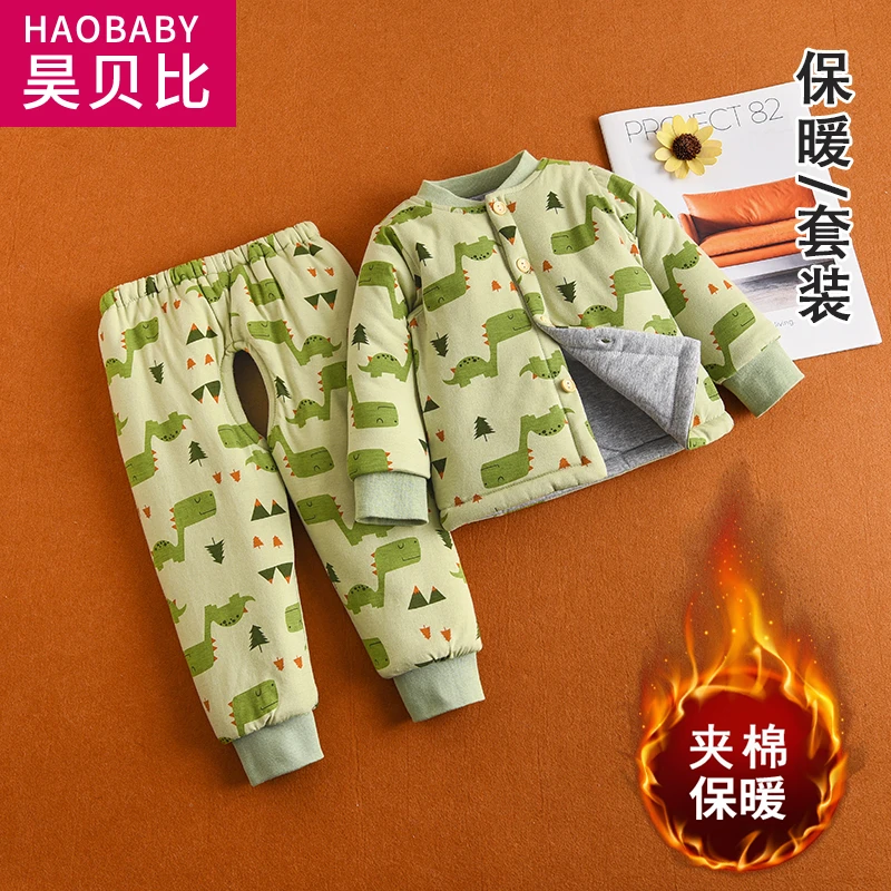 儿童棉袄棉裤冬款宝宝纯棉开裆棉裤上衣外穿婴儿冬天开档打底保暖