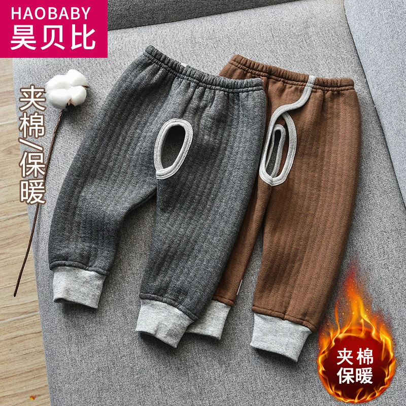 男女童空气棉秋裤单条A棉加厚宝宝三层夹棉婴儿保暖裤打底裤秋冬