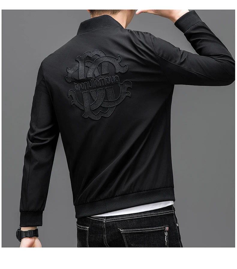 2025男士春秋款刺绣时尚帅气高档外套休闲男外套茄克棒球服百搭