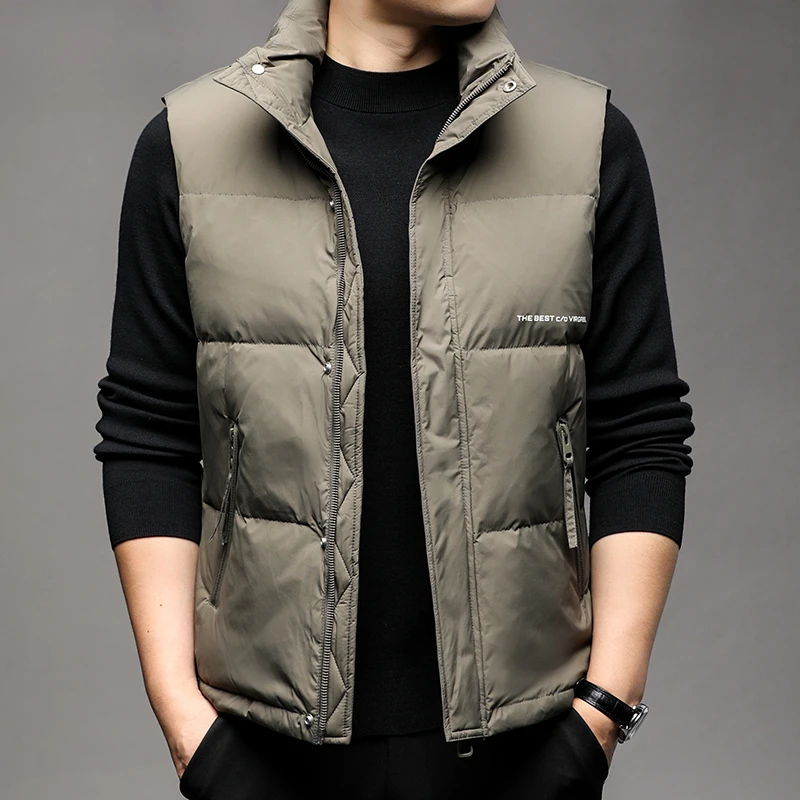 男士秋冬新款短款羽绒马甲加绒加厚立领防寒保暖男冬装外套