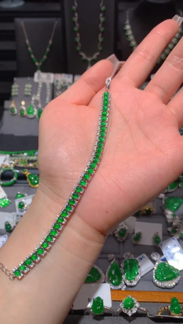 【闪购商品】翡翠手链银S925镶嵌蛋面