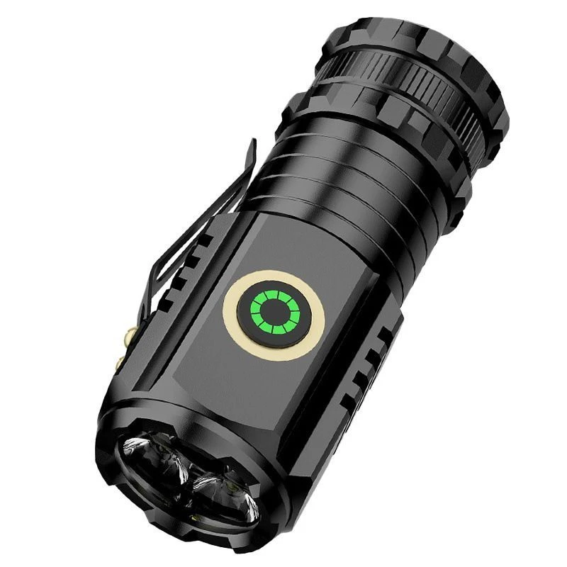 强光手电筒超亮迷你便携led三眼小怪兽多功能磁铁充电家用户外