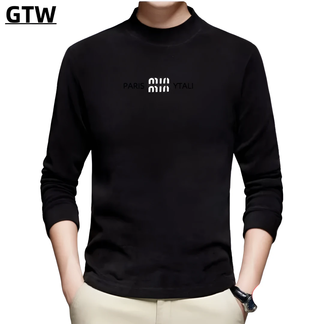 秋冬季男士爆款双面真德绒半高圆领打底衫保暖亲肤高弹修身百搭