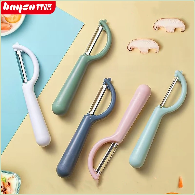 拜格/Bayco 家用不锈钢多用途削皮刀刮皮刀去皮去瓜果洞眼瓜刨