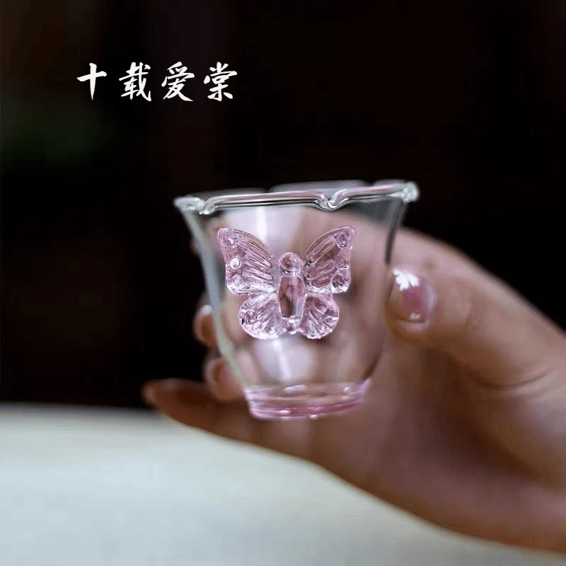 十载爱棠蝴蝶主人杯品茗杯下午茶杯女生专用仙气蝴蝶主人杯花茶杯