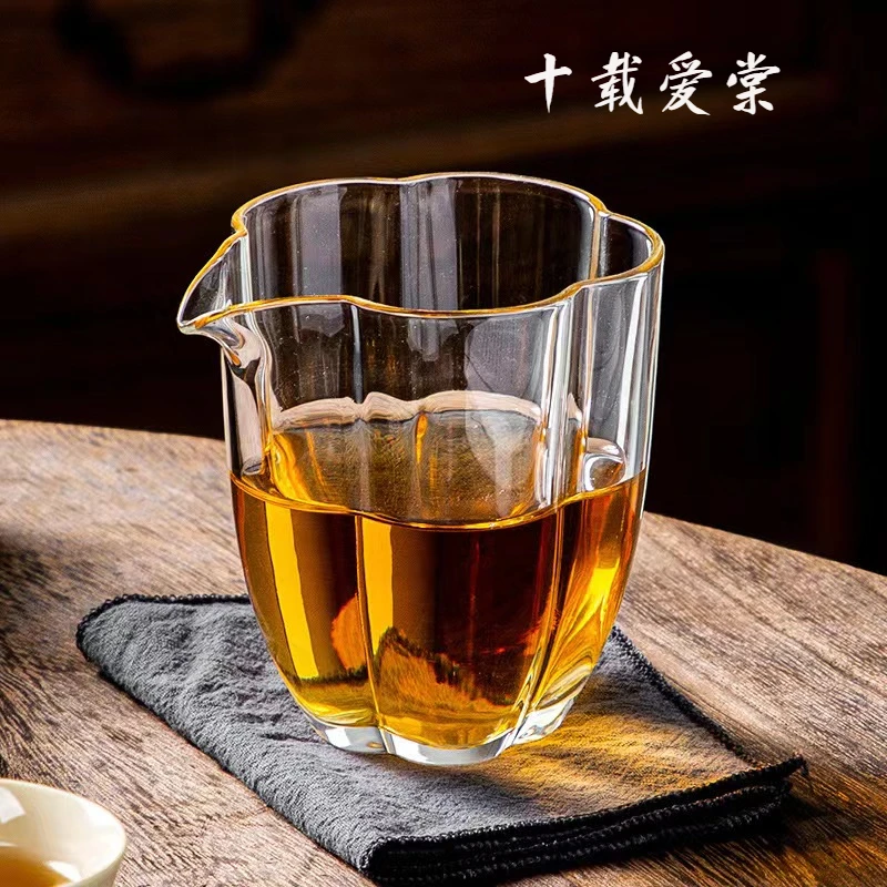 十载爱棠花瓣高硼硅玻璃鹰嘴防烫公道杯茶杯耐热分茶器透明公道杯