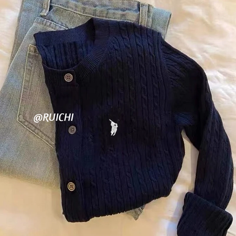 【80-180斤】麻花针织开衫女2025学院风外搭软糯高品质短款毛衣外套