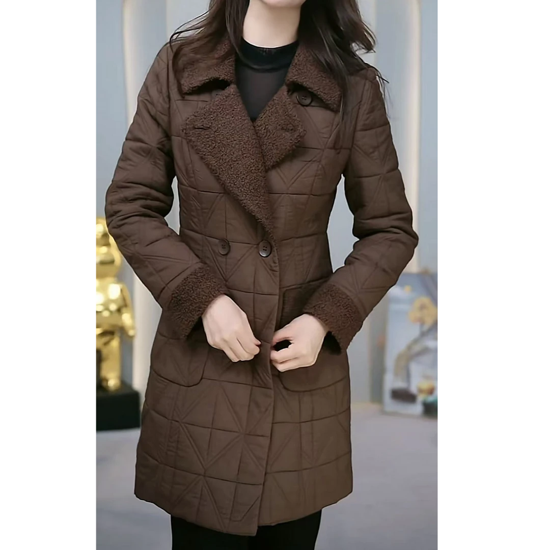 加棉加厚保暖女装外套2024年新款冬季中长款妈妈大衣