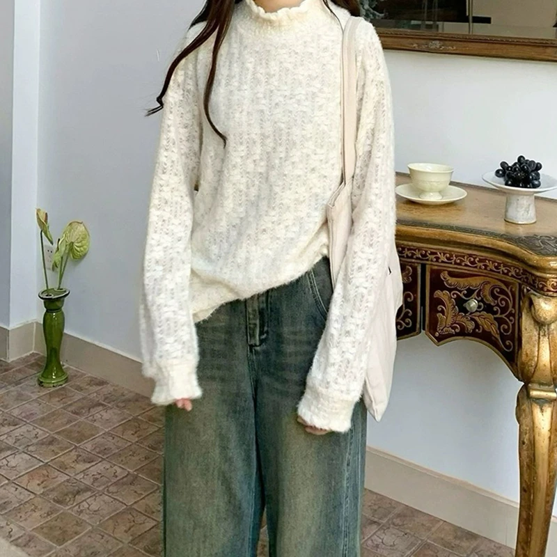 弹力很大的花朵领杏色蕾丝套头打底冬季百搭内搭