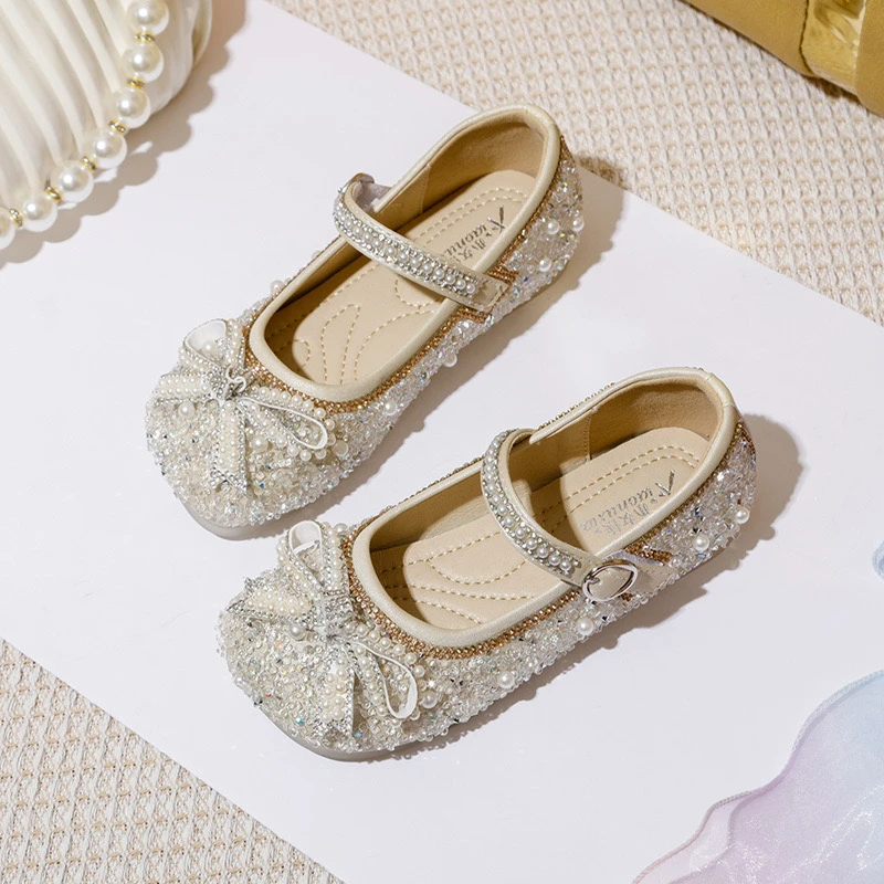女童韩版水晶公主鞋2024春秋新款单鞋软底宝宝水钻鞋皮鞋夏季百搭