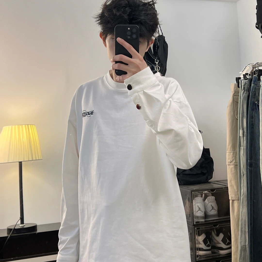 小柯原创【纯棉300克重磅长袖】宽松T恤纯色宽松美式潮XK01