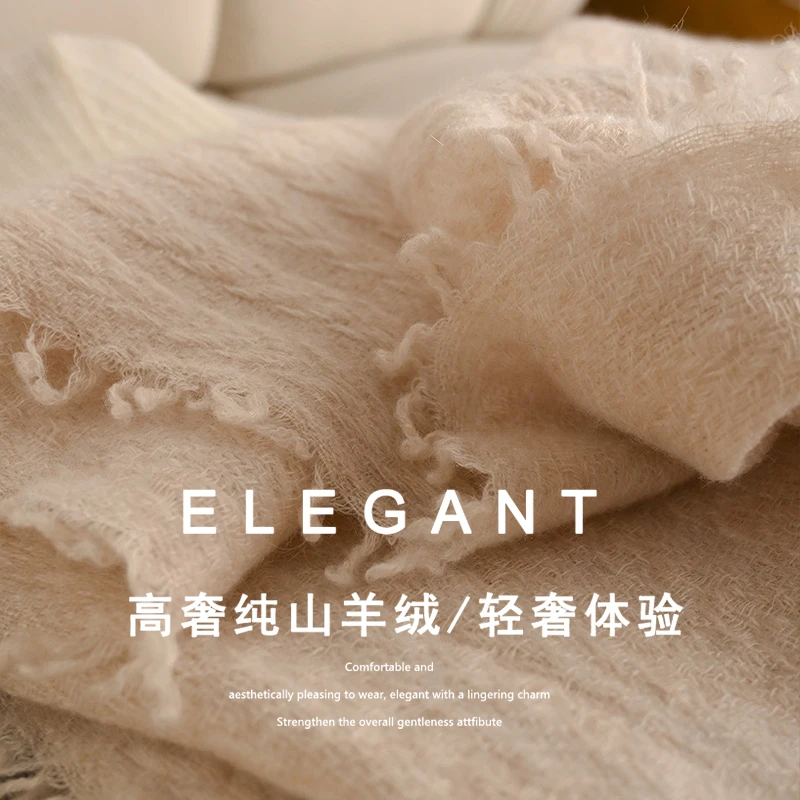 RODYHISII高奢纯山羊绒围巾女士秋冬款新款披肩羊绒纯色围脖护颈