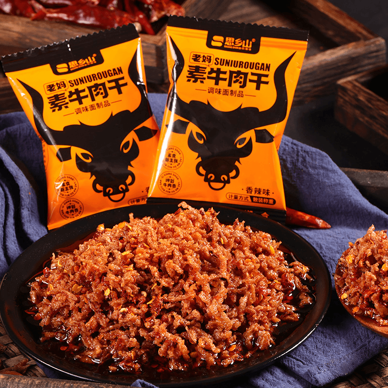 老妈素牛肉干网红辣条牛肉粒儿时怀旧校园辣味素肉休闲解馋小零食