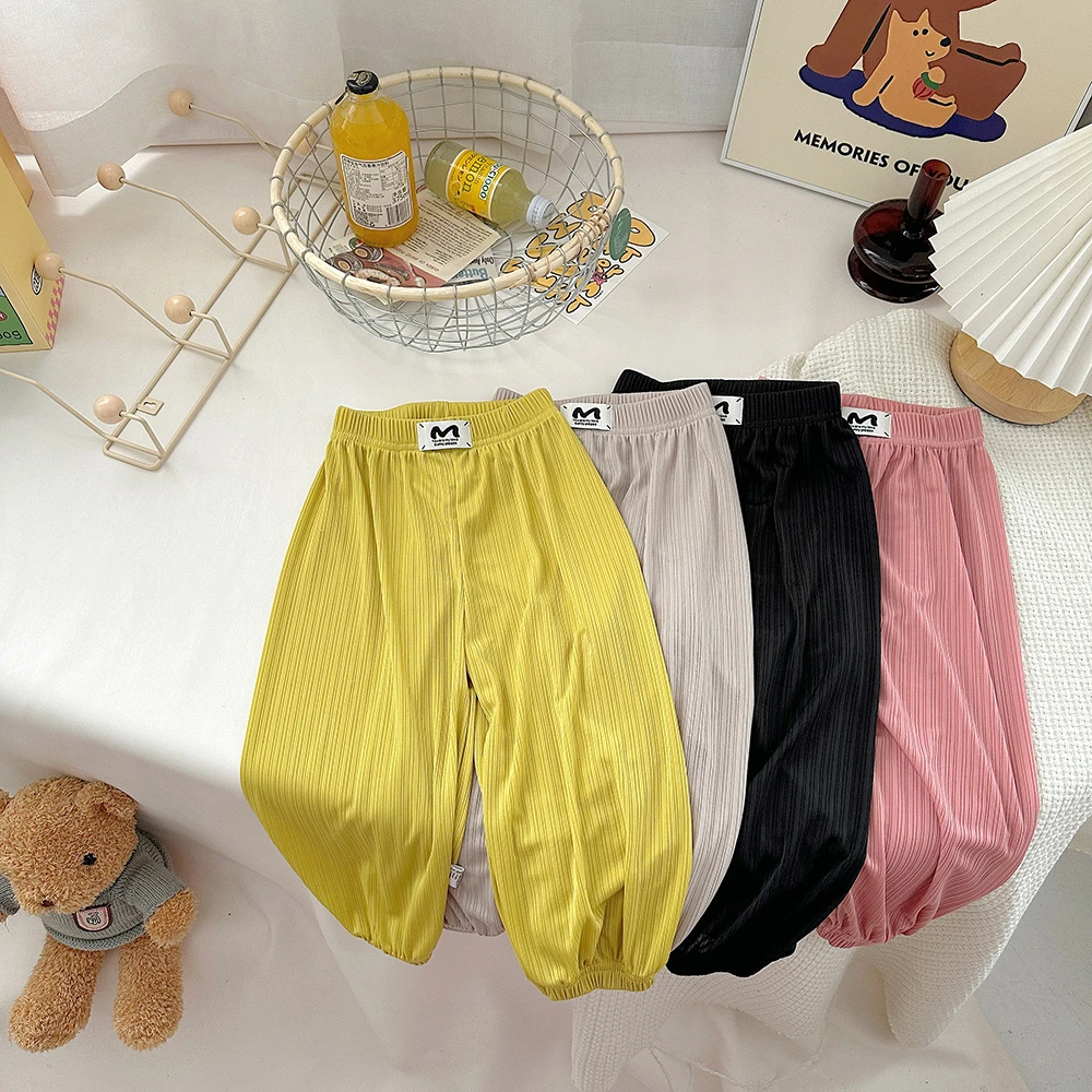 【耀火粉丝专属】儿童夏季男童女童薄款休闲裤子韩版冰丝防蚊裤