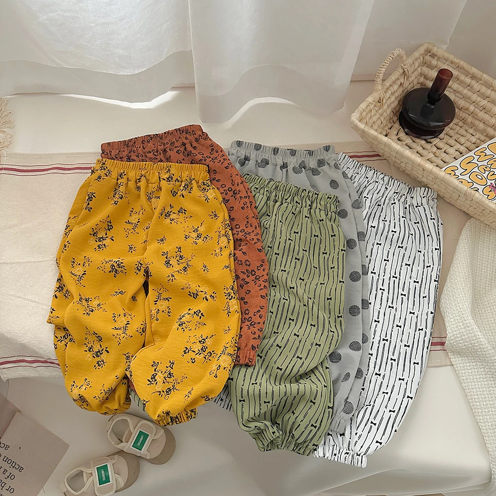 儿童夏季薄款印花男童女童碎花洋气宝宝小童韩版休闲裤