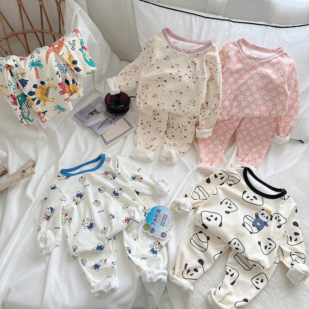 【7A抗菌家居服】儿童家居服睡衣套装秋季男女宝卡通秋衣秋裤两件套